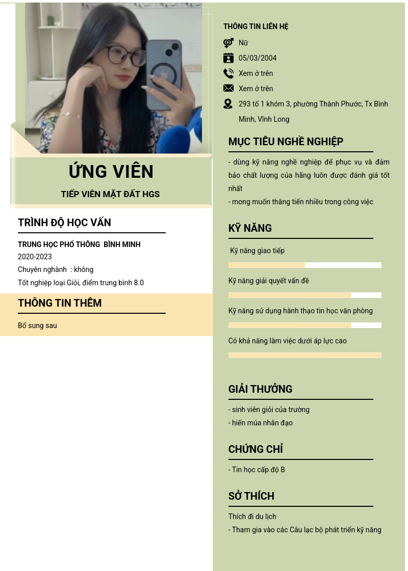 CV ứng viên