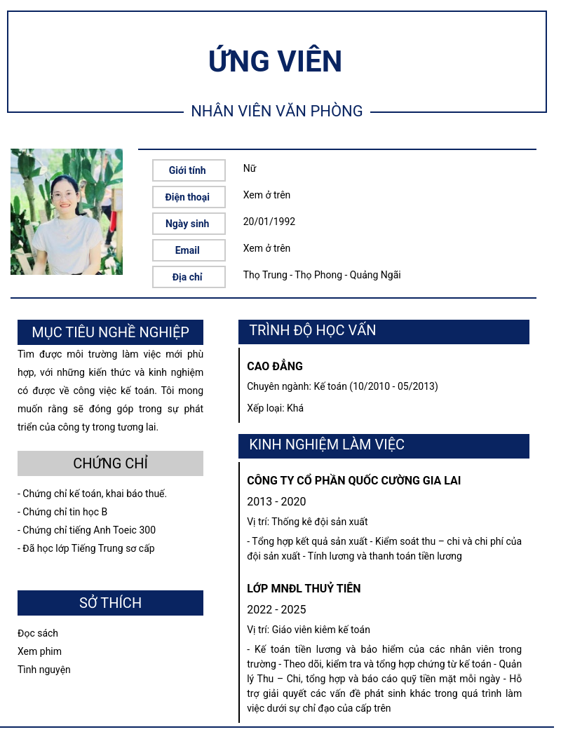 CV ứng viên