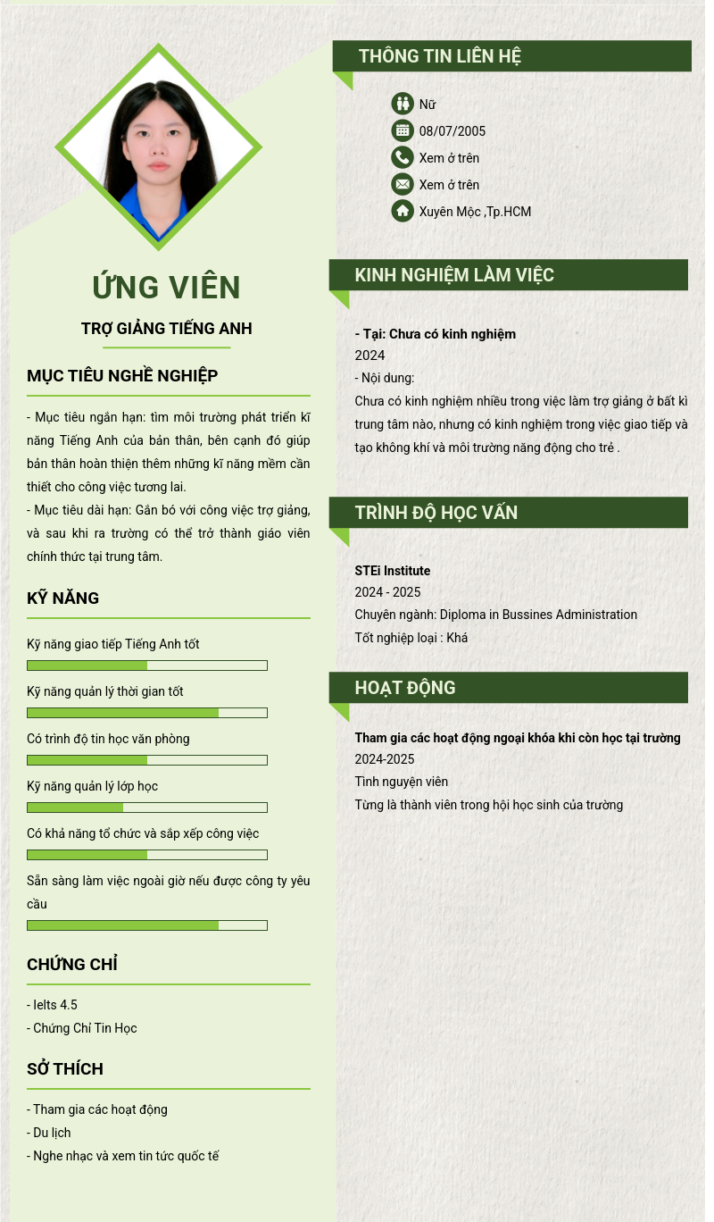 CV ứng viên
