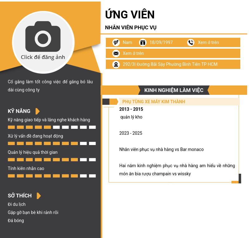 CV ứng viên