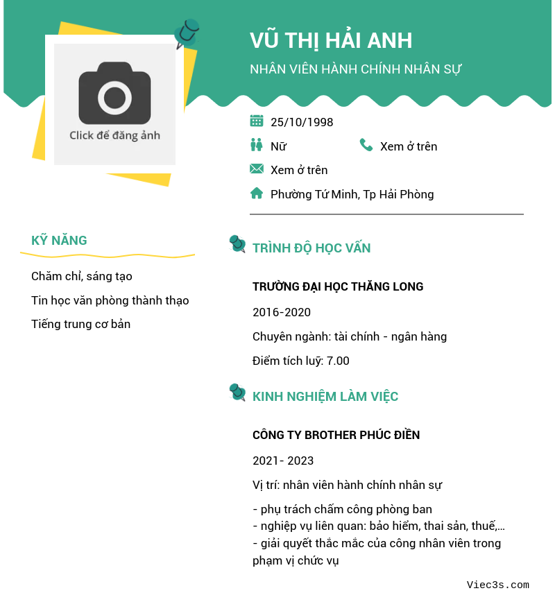 CV ứng viên