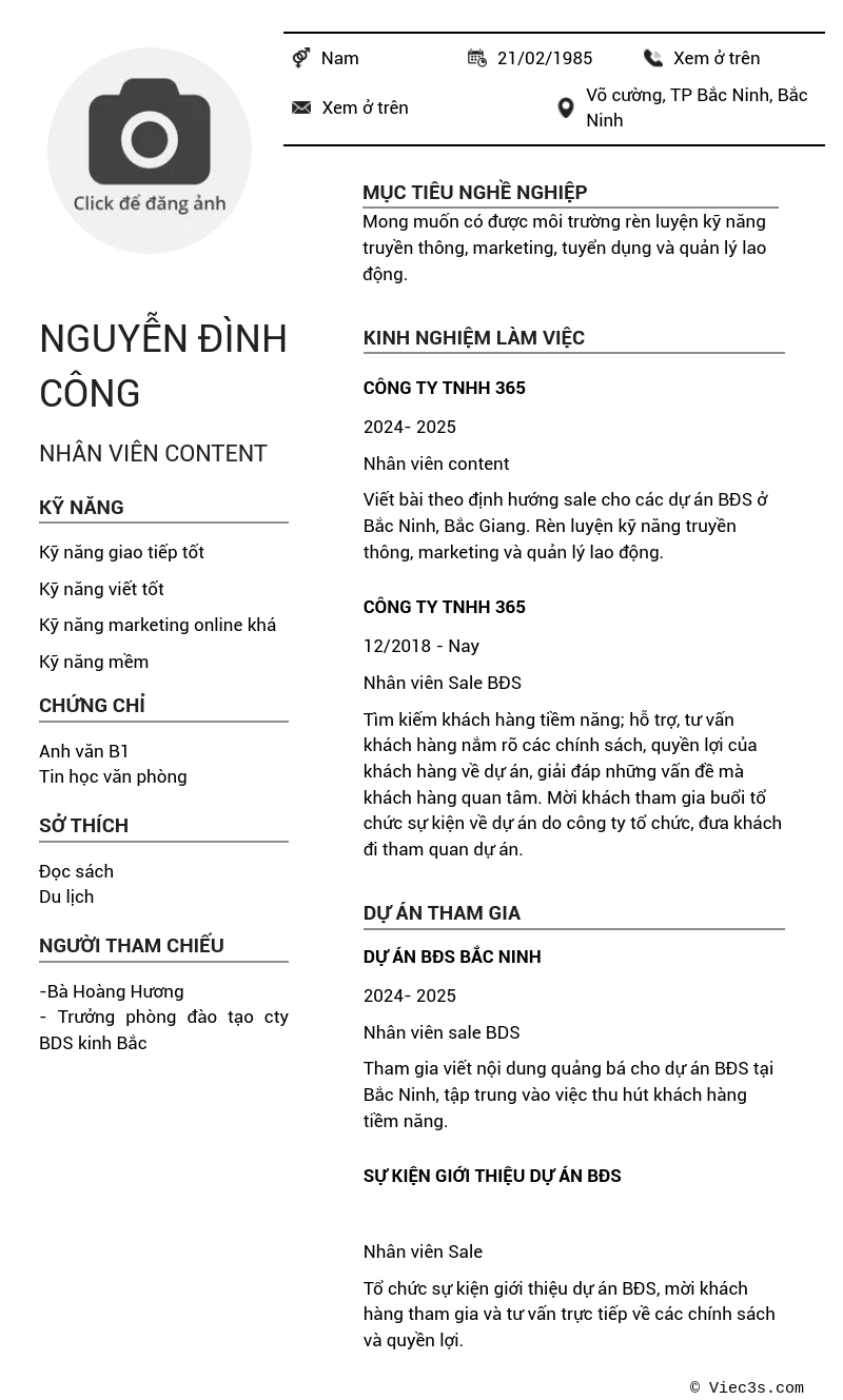 CV ứng viên
