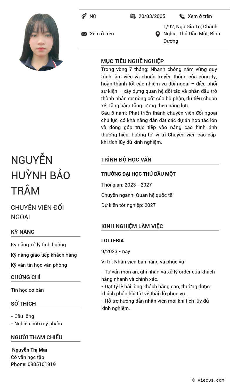 CV ứng viên